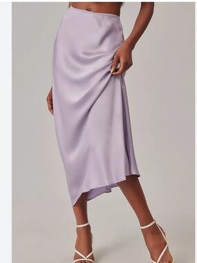 Anthropologie Lavender Purple Viscose Bias Cut Midi Skirt Small OBI086964